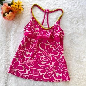Athleta Pink White Racerback TankiniTank Top